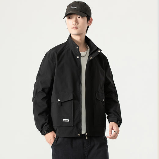 【圈】【新款DK】大依优型大码男装立领夹克加肥加大休闲夹克胖子宽松弹力运动外套上衣 商品图0