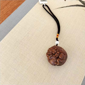 圆貔貅°做旧黄杨挂件/手把件