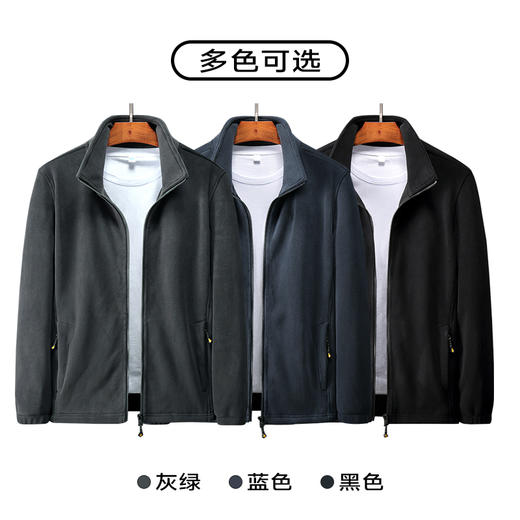 【新款DTH】大依优型大码摇粒绒外套立领抓绒开衫休闲弹力男宽松加肥加大码秋装上衣胖子 商品图2