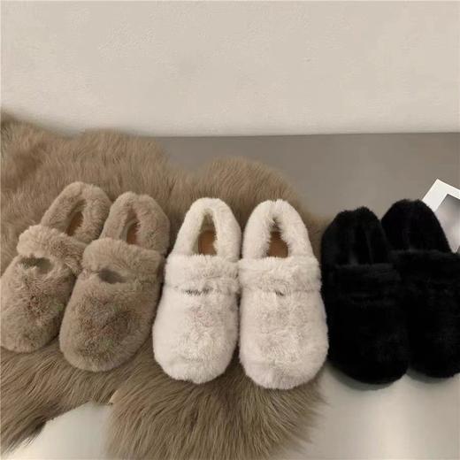 法式晚风毛毛鞋 平底懒人一脚蹬 加绒玛丽珍毛毛鞋 商品图3