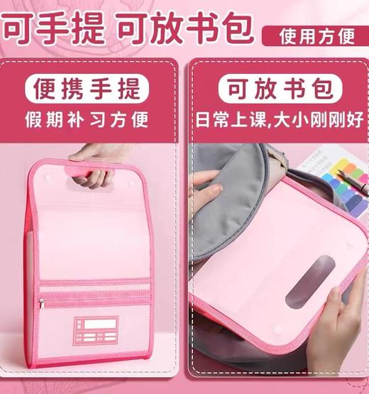 a4手提式文件夹科目试卷夹科目袋初中小学生收纳整理分类多层分层插页手拎式风琴包竖款 商品图5