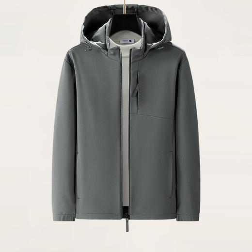 【新款DTH】大依优型薄绒夹克外套可拆卸帽男宽松加肥加大码休闲上衣胖子连帽秋冬 商品图0