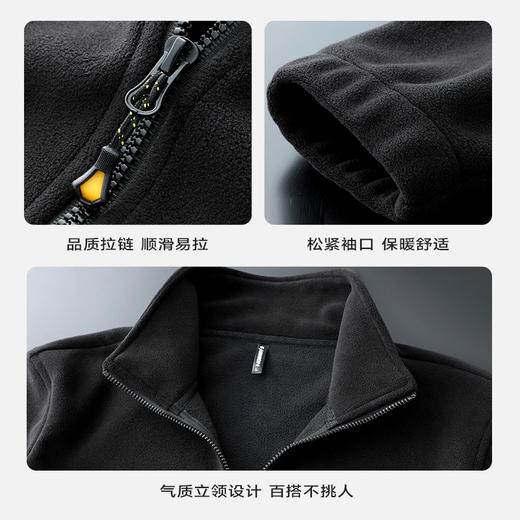 【新款DTH】大依优型大码摇粒绒外套立领抓绒开衫休闲弹力男宽松加肥加大码秋装上衣胖子 商品图3