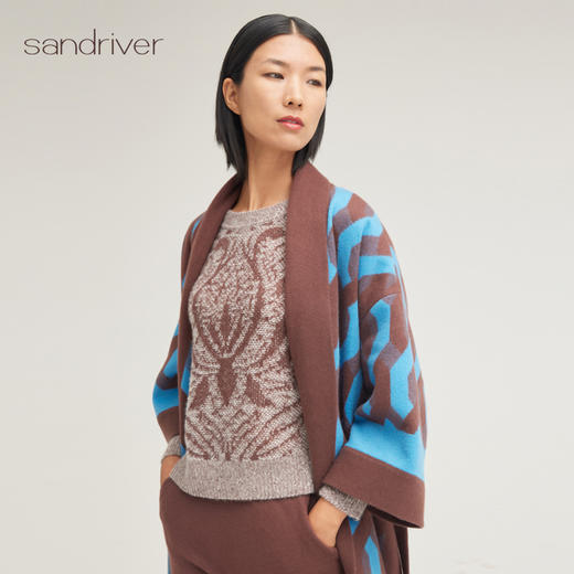 羊绒提花青果领睡袍SJF95W566W 商品图2