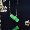18K玫瑰金和田玉（碧玉）镶钻项链--风摇青玉枝/竹节6*15mm/链长40+2cm 商品缩略图4