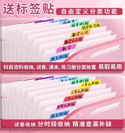 a4手提式文件夹科目试卷夹科目袋初中小学生收纳整理分类多层分层插页手拎式风琴包竖款 商品图2