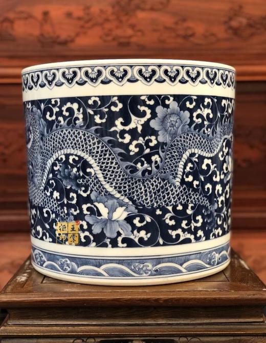 青花龙凤笔筒 商品图0