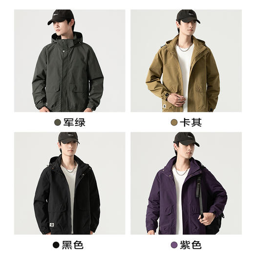 【新款DK】大依优型大码男装可拆卸帽夹克加肥加大休闲夹克胖子宽松弹力运动外套上衣 商品图2