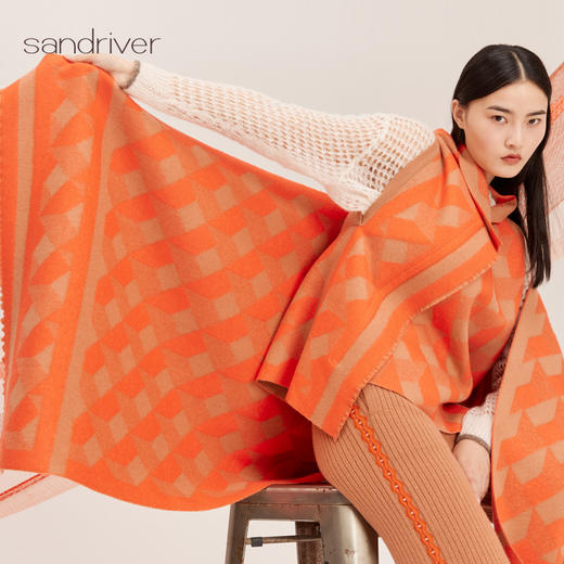 羊绒双面提花披肩SJF95P007W 商品图1