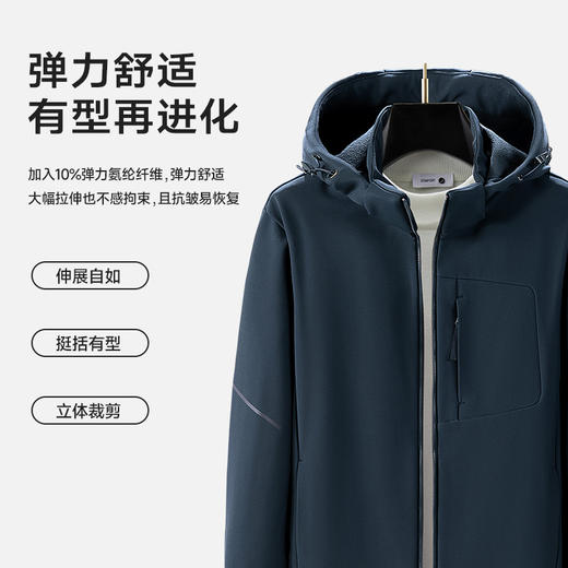 【新款DTH】大依优型薄绒夹克外套可拆卸帽男宽松加肥加大码休闲上衣胖子连帽秋冬Y 商品图2