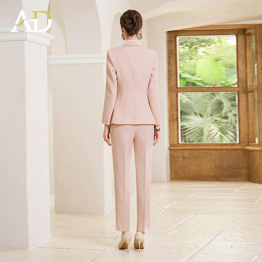 AD高端斜纹醋酸西装套装女士职业装粉色主持人正装职场轻熟风女装 商品图3