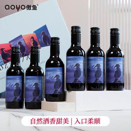 【6瓶礼盒装！高颜值品质小酒】傲鱼小瓶红酒智利原装原瓶进口半甜葡萄酒水果酒伴手礼盒装li 商品图11