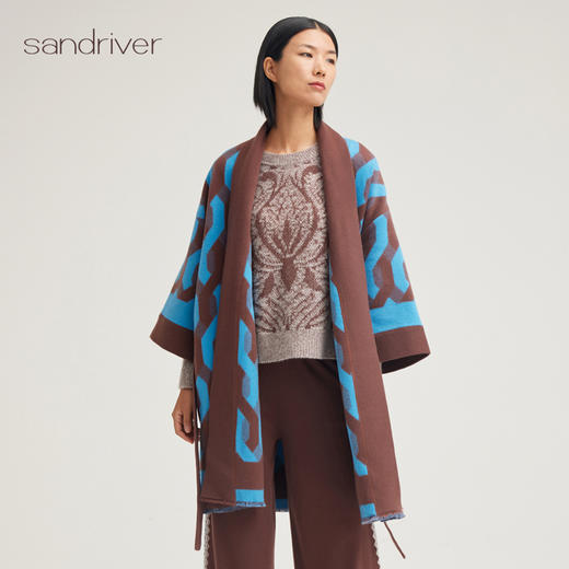 羊绒提花青果领睡袍SJF95W566W 商品图0