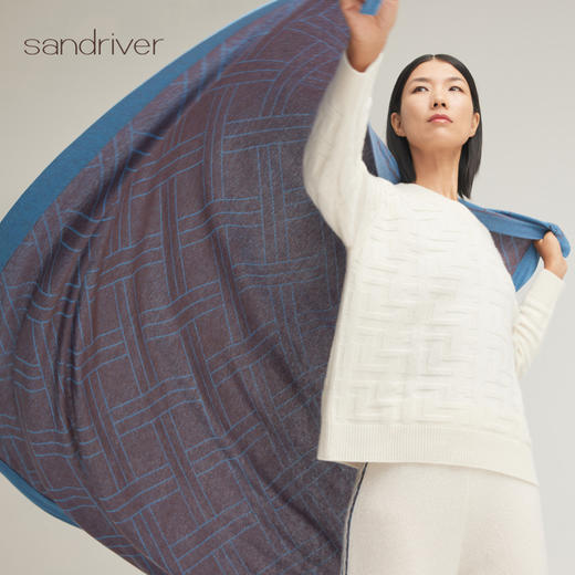 羊绒提花大方巾SJF95K004W 商品图4