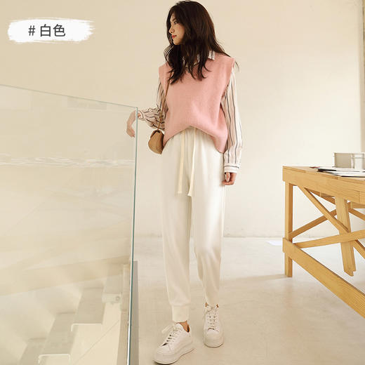 【高腰加厚束脚裤】秋冬宽松运动休闲卫裤    垂感直筒收口萝卜裤  洋气法灰 商品图5