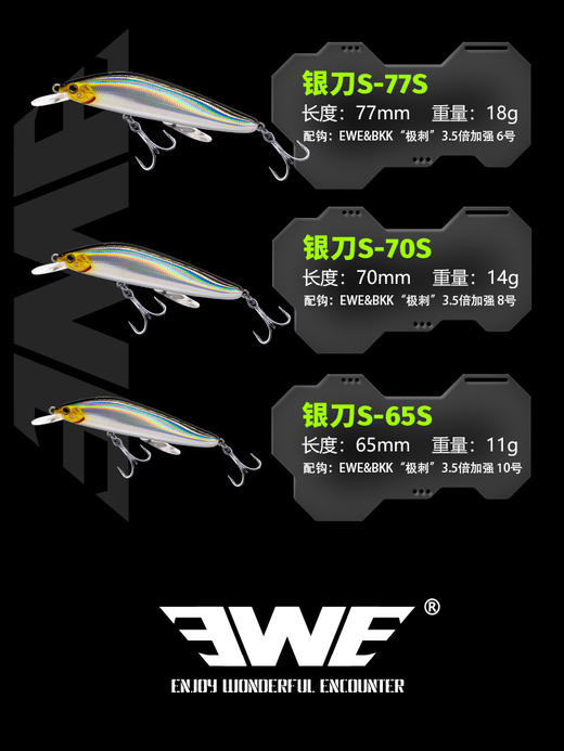 23新款EWE美夏银刀飞过头沉水米诺超远投路亚饵假饵翘嘴鲈鱼饵 商品图3