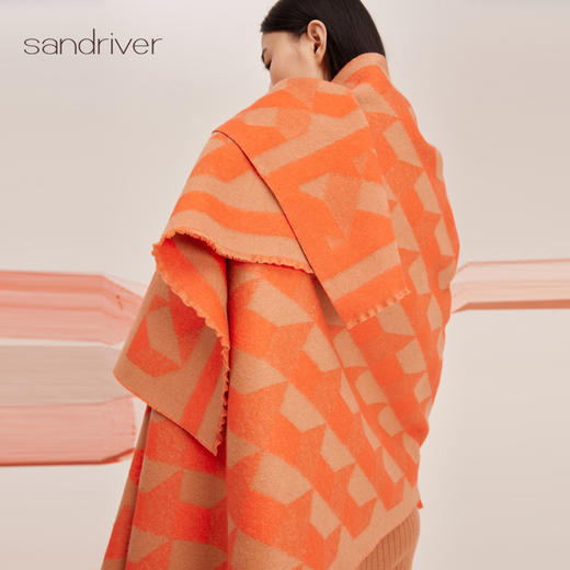 羊绒双面提花披肩SJF95P007W 商品图3