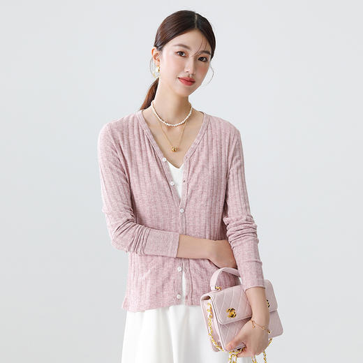 【韩版V领开衫】秋冬针织外穿打底  纯色修身显瘦外套  国庆 莫兰迪色系 商品图9