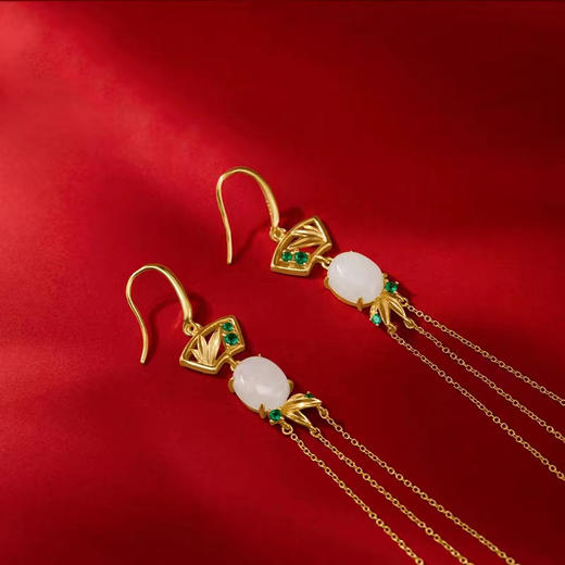 和田玉流苏耳环 商品图2