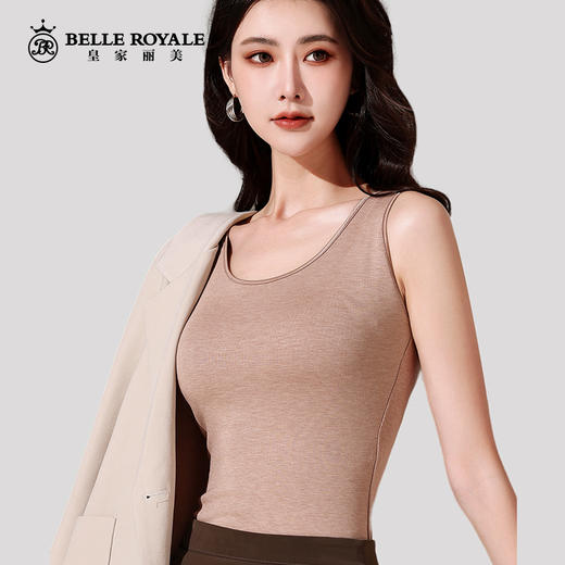 【149元2件，数新款简约带胸垫保暖背心女款时尚内搭可外穿乳胶内杯打底保暖背心BNM8350BNM8352 商品图0