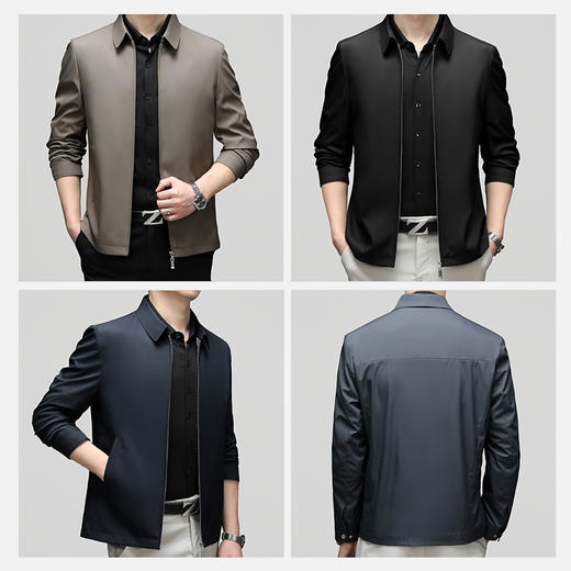 【圈】【新款DXS】大依优型夹克拉链翻领经典加肥加大码上衣外套商务休闲男士秋装 商品图3