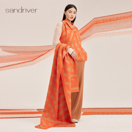 羊绒双面提花披肩SJF95P007W 商品图4