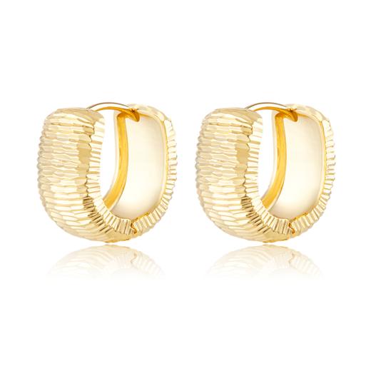 Oflye潮流饰品 欧美金色简约百搭拉丝压纹金属耳扣U型耳扣冷淡风耳环 商品图4