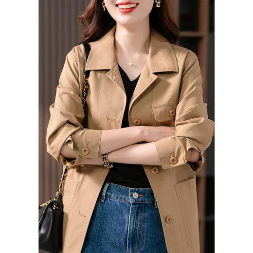 【现货7天】风衣女短款小个子上衣2023秋季新款韩版休闲系带时尚短外套 商品图2