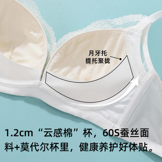 【商场同款】熳洁儿 法式蕾丝大胸显小文胸无钢圈中薄云感棉BC通杯23201536 商品图2