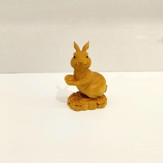 招财兔大（抱元宝）°黄杨木 商品图1