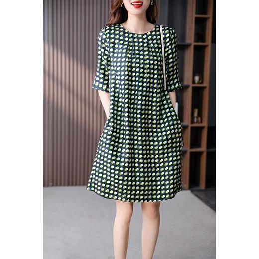 89151原形休闲真丝连衣裙女中长款2024春夏季新款印花显瘦桑蚕丝裙子 商品图3