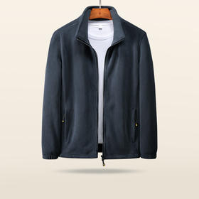 【新款DTH】大依优型大码摇粒绒外套立领抓绒开衫休闲弹力男宽松加肥加大码秋装上衣胖子