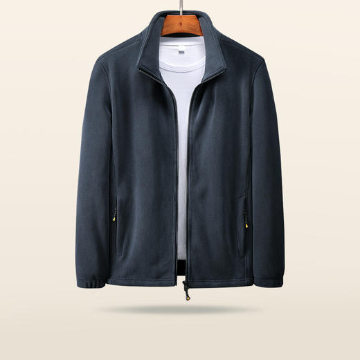 【新款DTH】大依优型大码摇粒绒外套立领抓绒开衫休闲弹力男宽松加肥加大码秋装上衣胖子 商品图0