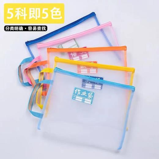 科目袋纱网A4学科分类文件袋拉链袋小学生语文数学英语资料袋综合作业袋单层网纱袋试卷收纳袋 商品图1