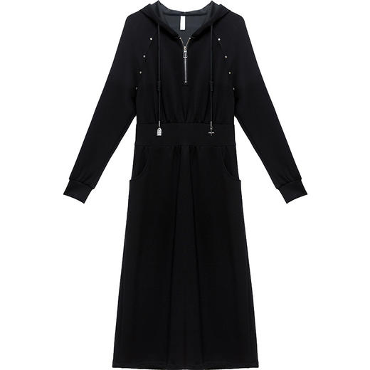 QYM HJ23801-L简约修身时尚连衣裙气质休闲连帽裙 商品图4