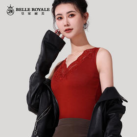 【149元2件，数胸垫一体保暖背心蕾丝V领气质女款内搭外穿背心BNM8352
