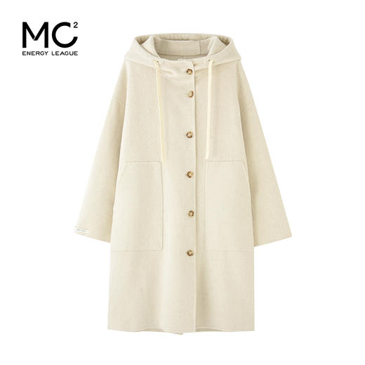 学院风一排扣带帽呢大衣F3241626 商品图4