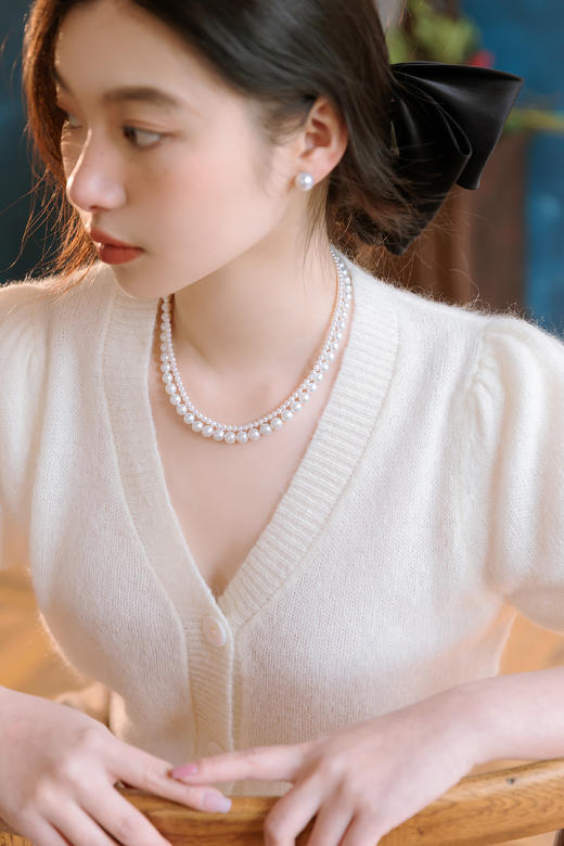 珍珠系列~~项链7-8mm 淡水极光基本无暇近圆，叠带更美～～项链长43cm-- 商品图6