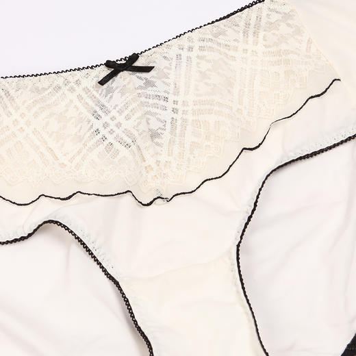 都市丽人薄透丝滑蕾丝+泳布中腰平角女士内裤纯色内裤新年本命年红品LP32M5 商品图6