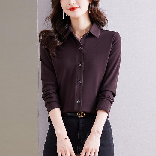 时尚设计感，秋冬磨毛小众加绒保暖打底开衫衬衣YH-769842 商品图0