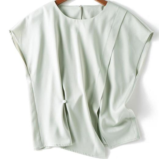 百姿 名媛小众气质无袖雪纺衫2023夏季新款圆领小衫上衣女231209 商品图4