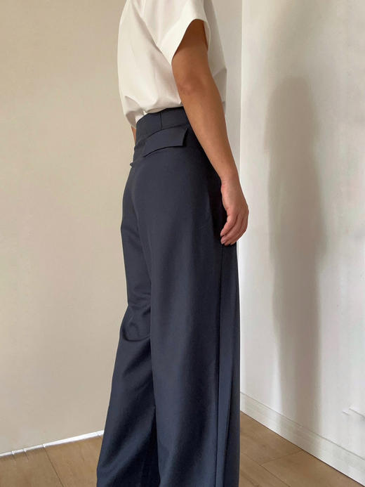 Semplicita｜G11 高腰前褶长裤  [ 灰蓝] 商品图3