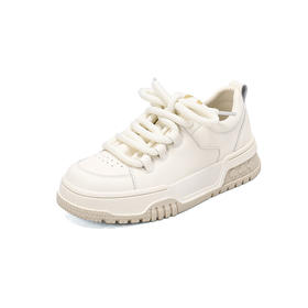 西村名物2023年秋季新款厚底系带运动鞋圆头潮流百搭小白鞋D23CM32661