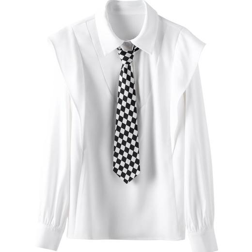 百姿 翻领拼接衬衫2023秋季新款设计感小众名媛气质长袖衬衣23106 商品图4