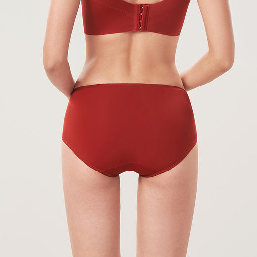 都市丽人舒软挺塑列维斯花边双拉面料塑身中腰平角女士内裤新年本命年红品LP39H6 商品图3