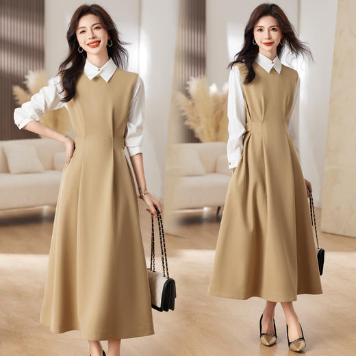 春秋新款，高腰长款过膝连衣裙两件套HR-MSC3035 商品图1