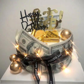 黑巢-暴富金币蛋糕生日蛋糕