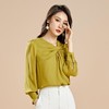 百姿 新款雪纺衫女韩版V领套头设计感宽松长袖衬衫女 商品缩略图2