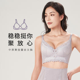 都市丽人美体纤塑AB杯适穿蕾丝调整型文胸两种厚度3/4杯塑身文胸无钢圈内衣四排扣LJ34M9