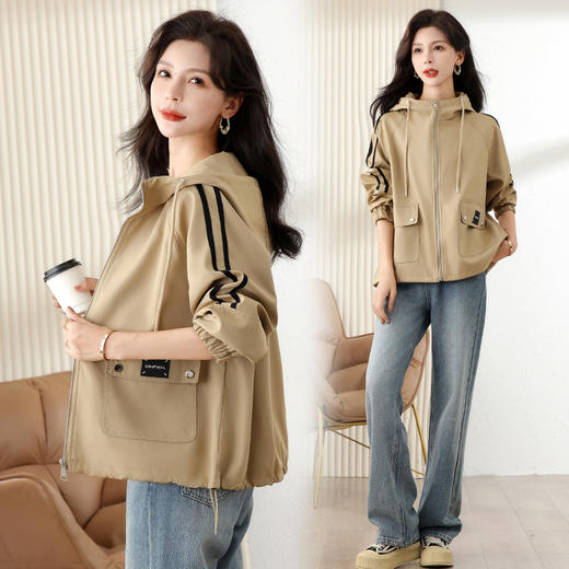 秋季新款，夹克外套女连棉拼接长袖休闲宽松上衣HR-XXQ23A70 商品图1